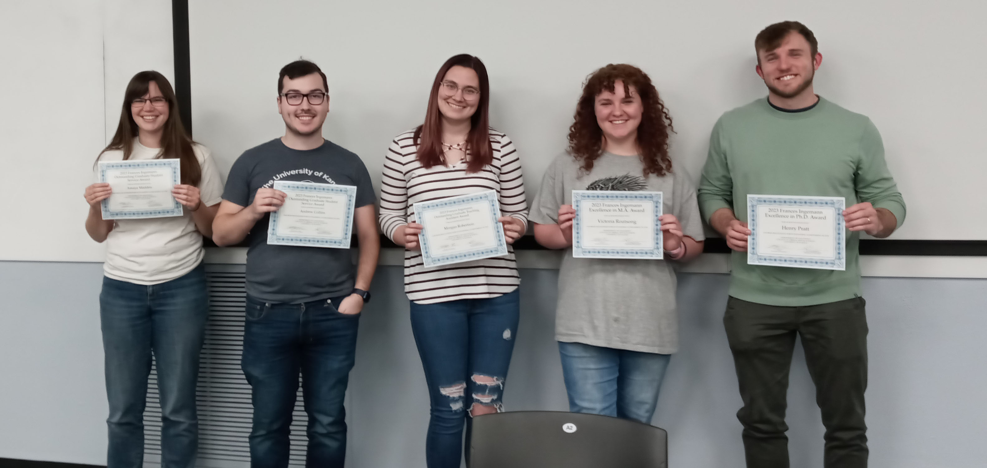 Graduate Student Award Winners - Madden, Collins, Robertson, Routsong, Pratt