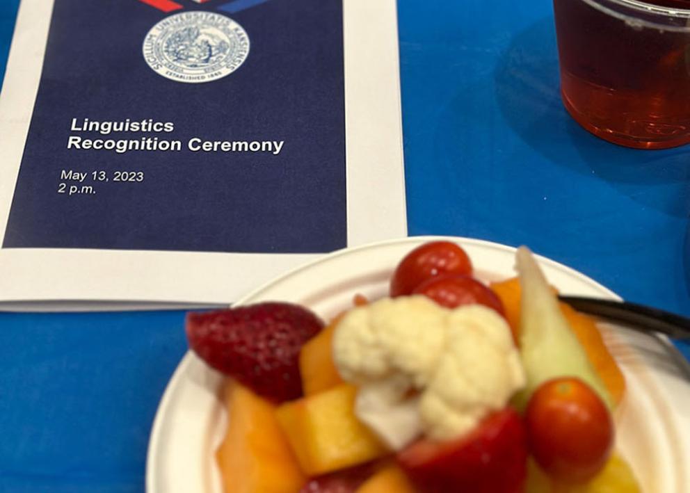 2023 KU Linguistics Graduation Reception with food and drink