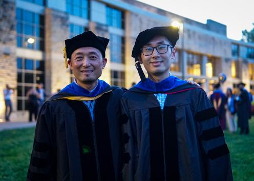 Zhang and Gong at 2022 Graduation Hooding