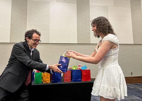 Olivia Percich, B.A. Receives Graduation Gift from Prof. and DUS Fiorentino