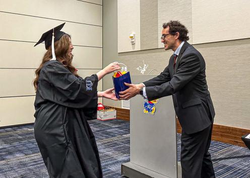 Sydney Pritchard, B.A. Receives Graduation Gift from Prof & DUS Fiorentino