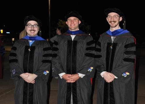 Linguistics PhD Graduates Collins, Pratt and Finholt (left to right)